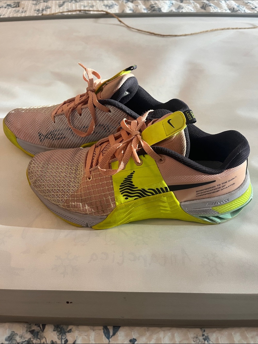 Nike Women’s Pink & Neon Yellow Metcons - Picture 2 of 4